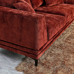 ALUXO® Lenox 3 & 2 Seater Sofa – Rust Velvet | Mid-Century Modern Comfort