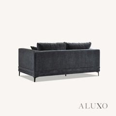 ALUXO® Lenox 3 & 2 Seater Sofa – Steel Grey Velvet | Mid-Century Modern Comfort