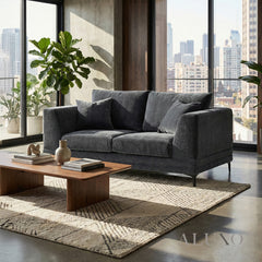 ALUXO® Lenox 3+2 Seater Sofa Set – Steel Grey Velvet | Mid-Century Modern