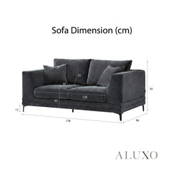 ALUXO® Lenox 3+2 Seater Sofa Set – Steel Grey Velvet | Mid-Century Modern