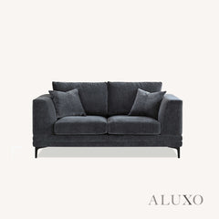 ALUXO® Lenox 3 & 2 Seater Sofa – Steel Grey Velvet | Mid-Century Modern Comfort