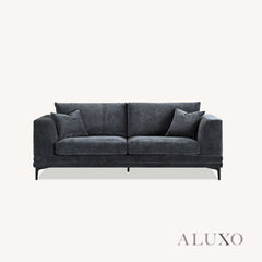 ALUXO® Lenox 3 & 2 Seater Sofa – Steel Grey Velvet | Mid-Century Modern Comfort