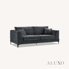 ALUXO® Lenox 3 & 2 Seater Sofa – Steel Grey Velvet | Mid-Century Modern Comfort