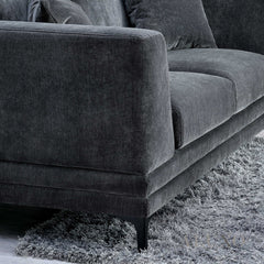 ALUXO® Lenox 3 & 2 Seater Sofa – Steel Grey Velvet | Mid-Century Modern Comfort