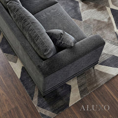 ALUXO® Lenox 3+2 Seater Sofa Set – Steel Grey Velvet | Mid-Century Modern