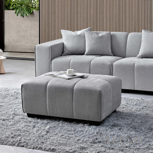 ALUXO® Leonard Right Hand Corner Sofa – Cloudy Grey Bouclé Fabric