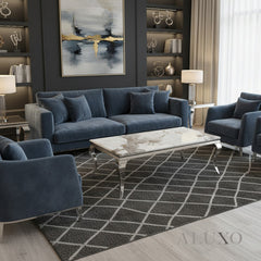 Lorens 130cm Chrome Coffee Table with Cream Marble Top – Curved Leg Design