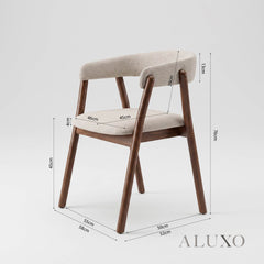 ALUXO® Linus Walnut Wraparound Dining Chair in Oatmeal Bouclé – Set of 2