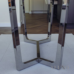 Loki 160cm White Sintered Stone Dining Table with Chrome Y-Leg Stand