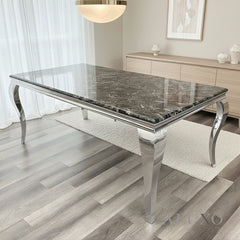 Lorens 180cm Marble Dining Table with Chrome 4-Leg Base – 5 Marble Colour Options