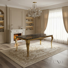 Lorens Gold 180cm Marble Dining Table with 4-Leg Base – 5 Marble Colour Options