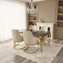 Lorens Gold 180cm Marble Dining Table with 4-Leg Base – 5 Marble Colour Options