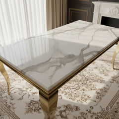 Lorens Gold 180cm Marble Dining Table with 4-Leg Base – 5 Marble Colour Options