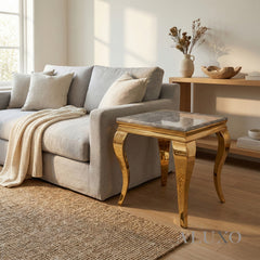 Lorens Gold Lamp Table 60x60cm – Marble or White Sintered Stone Top