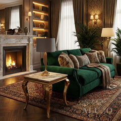 Lorens Gold Lamp Table 60x60cm – Marble or White Sintered Stone Top