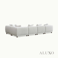 ALUXO® Lottie Modular Corner Sofa with Footstool – Polar White Bouclé