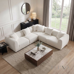 ALUXO® Lottie 5-Piece Modular Corner Sofa – Polar Bouclé | Customisable Layout