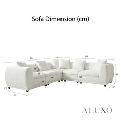 ALUXO® Lottie Modular Corner Sofa Set with Footstool – Polar White Bouclé