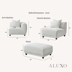 ALUXO® Lottie Modular Corner Sofa with Footstool – Polar White Bouclé