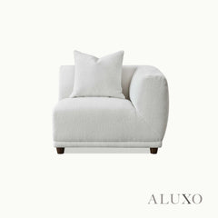 ALUXO® Lottie Modular Corner Sofa with Footstool – Polar White Bouclé