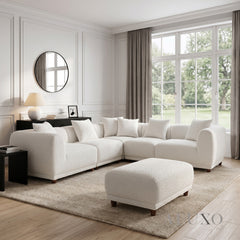 ALUXO® Lottie Modular Footstool – Polar Bouclé | Upholstered Ottoman