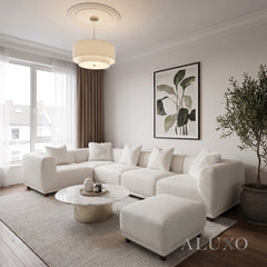 ALUXO® Lottie Modular Footstool – Polar Bouclé | Upholstered Ottoman
