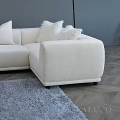 ALUXO® Lottie Modular Corner Sofa with Footstool – Polar White Bouclé