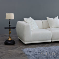 ALUXO® Lottie Modular Corner Sofa with Footstool – Polar White Bouclé