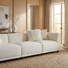 ALUXO® Lottie Modular Corner Sofa Set with Footstool – Polar White Bouclé