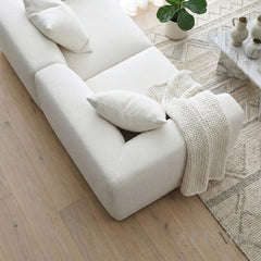 ALUXO® Lottie Modular Corner Sofa Set with Footstool – Polar White Bouclé