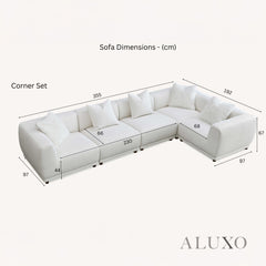 ALUXO® Lottie Modular Corner Sofa with Footstool – Polar White Bouclé