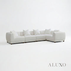 ALUXO® Lottie 5-Piece Modular Corner Sofa – Polar Bouclé | Customisable Layout