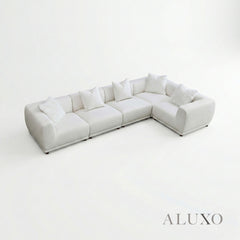 ALUXO® Lottie 5-Piece Modular Corner Sofa – Polar Bouclé | Customisable Layout