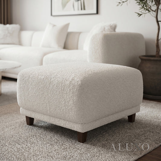ALUXO® Lottie Modular Footstool – Polar Bouclé | Upholstered Ottoman