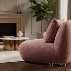 Miami Accent Swivel Sofa Chair | 360° Cozy Bouclé Fabric, Armless Tube Design | Green / Blue / Blush