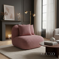 Miami Accent Swivel Sofa Chair | 360° Cozy Bouclé Fabric, Armless Tube Design | Green / Blue / Blush