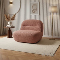 Miami Accent Swivel Sofa Chair | 360° Cozy Bouclé Fabric, Armless Tube Design | Green / Blue / Blush