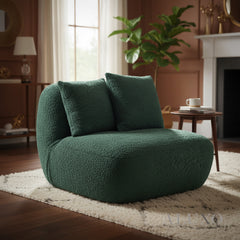 Miami Accent Swivel Sofa Chair | 360° Cozy Bouclé Fabric, Armless Tube Design | Green / Blue / Blush