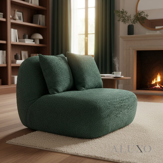 Miami Accent Swivel Sofa Chair | 360° Cozy Bouclé Fabric, Armless Tube Design | Green / Blue / Blush
