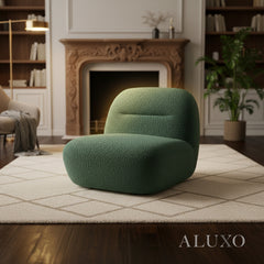 Miami Accent Swivel Sofa Chair | 360° Cozy Bouclé Fabric, Armless Tube Design | Green / Blue / Blush