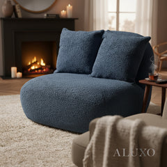 Miami Accent Swivel Sofa Chair | 360° Cozy Bouclé Fabric, Armless Tube Design | Green / Blue / Blush