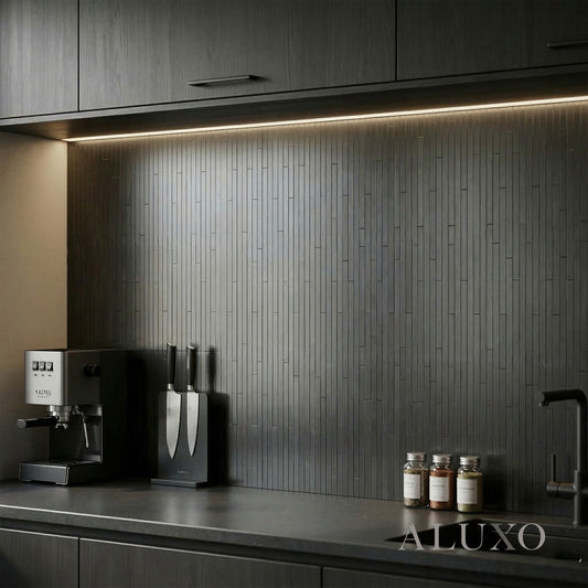 Mosaic Wall Tiles - Brick Black 30cm x 30cm (Set of 10) | Self Adhesive