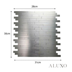 Mosaic Wall Tiles - Brick Chrome 30cm x 30cm (Set of 10) | Self Adhesive