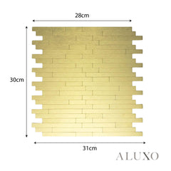 Mosaic Wall Tiles - Brick Gold 30cm x 30cm (Set of 10) | Self Adhesive