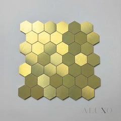 Mosaic Wall Tiles - Hexagon Gold 30cm x 30cm (Set of 10) | Self Adhesive