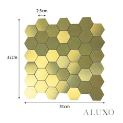 Mosaic Wall Tiles - Hexagon Gold 30cm x 30cm (Set of 10) | Self Adhesive
