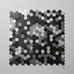 Mosaic Wall Tiles - Mini Hexagon Chrome Mix 30cm x 30cm (Set of 10) | Self Adhesive