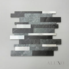 Mosaic Wall Tiles - Slate Black Mixed with Grey 30cm x 30cm (Set of 10) | Self Adhesive