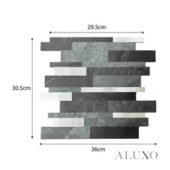 Mosaic Wall Tiles - Slate Black Mixed with Grey 30cm x 30cm (Set of 10) | Self Adhesive