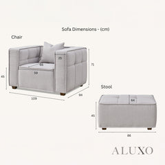 ALUXO® Murray 4-Seater Sofa & Chair – Putty Bouclé Fabric